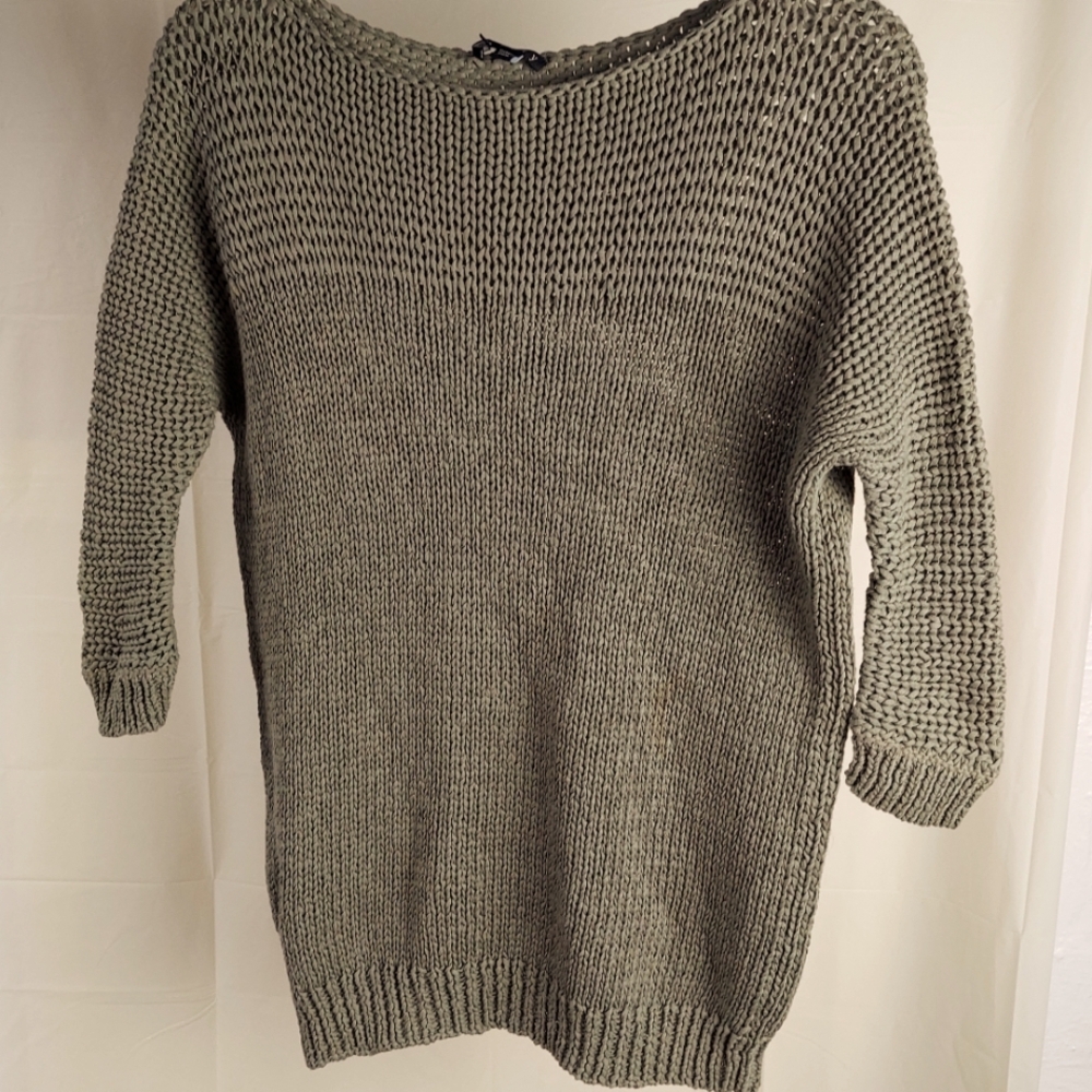 Theory Small Crochet Sweater Sage Green